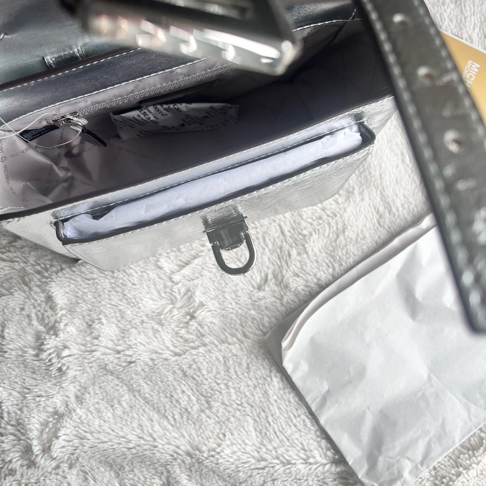 Michael Kors Metallic Silver Satchel - Picture 8 of 11